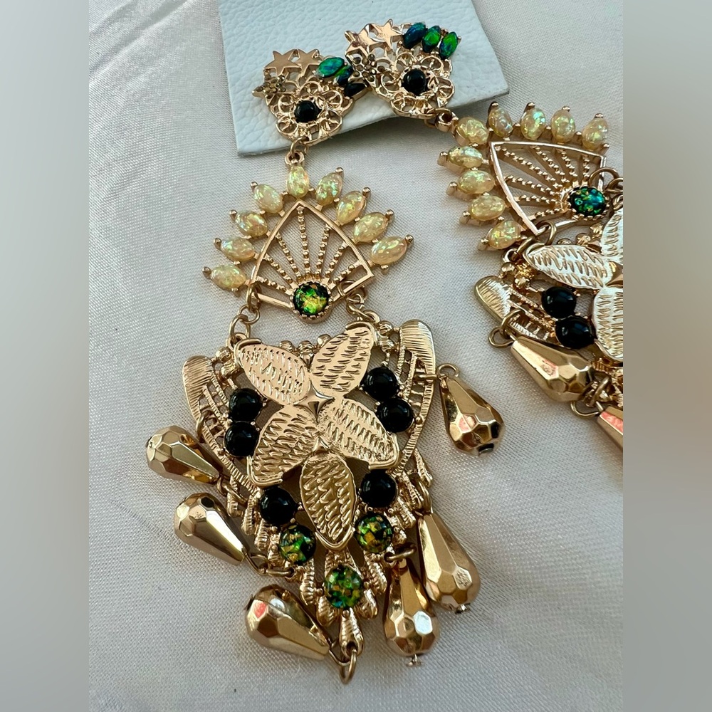 Free People Gold and Green Chandelier Earrings - Picture 3 of 16